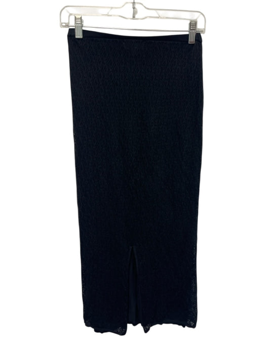 Ronny Kobo Size Small Black Viscose Blend Elastic Waist Open Knit Maxi Skirt Black / Small