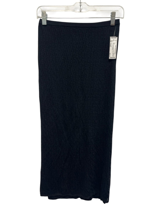 Ronny Kobo Size Small Black Viscose Blend Elastic Waist Open Knit Maxi Skirt Black / Small
