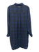 Madewell Size Small Black & Blue Cotton Long Sleeve Plaid Half Button Dress Black & Blue / Small