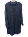 Madewell Size Small Black & Blue Cotton Long Sleeve Plaid Half Button Dress Black & Blue / Small