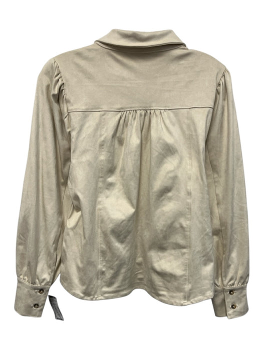 Melissa Nepton Size Small Beige Polyester Blend Long puff sleeve Collar Top Beige / Small