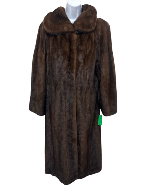 Mannelli Size M Dark Brown Mink Fur Maxi Hook & Eye Closure Pockets Maxi Coat Dark Brown / M