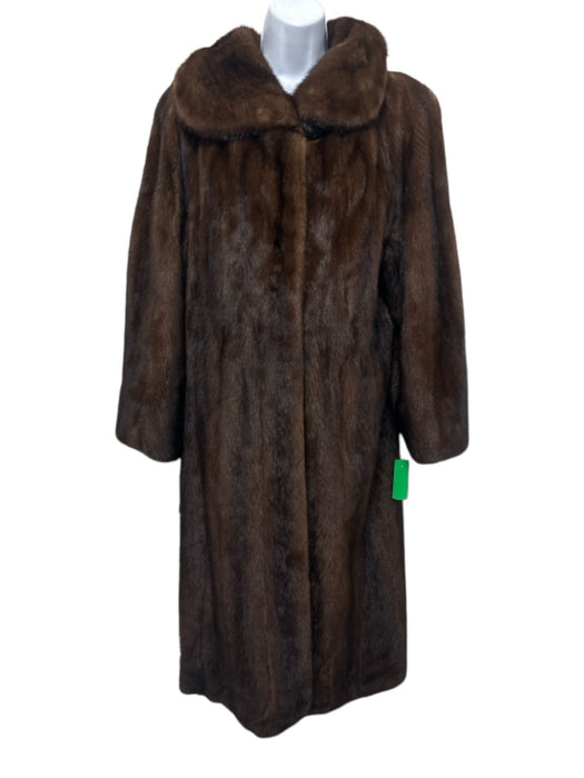 Mannelli Size M Dark Brown Mink Fur Maxi Hook & Eye Closure Pockets Maxi Coat Dark Brown / M