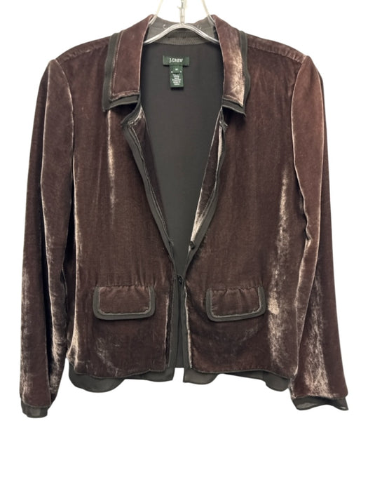 J Crew Size 2P Taupe Brown Rayon & Silk Velvet Flap Pocket Jacket Taupe Brown / 2P