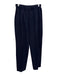 St John Basics Size 2 Navy Blue Wool & Rayon Elastic Waist Knit Pockets Pants Navy Blue / 2
