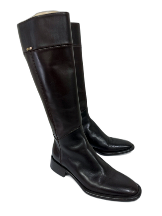 Escada Shoe Size 7B Dark Chocolate Brown Leather Side Zip Round Almond Toe Boots Dark Chocolate Brown / 7B