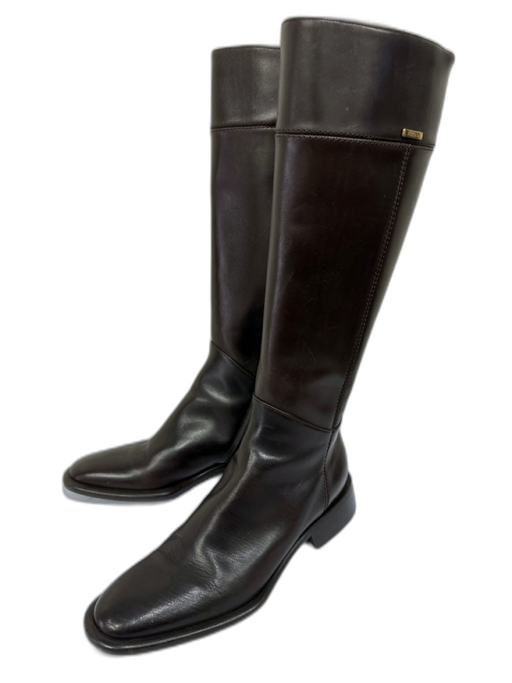 Escada Shoe Size 7B Dark Chocolate Brown Leather Side Zip Round Almond Toe Boots Dark Chocolate Brown / 7B