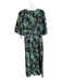 Rhode Size 0 Black & Multi Viscose & Polyester Blouson Sleeves Midi Dress Black & Multi / 0