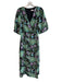 Rhode Size 0 Black & Multi Viscose & Polyester Blouson Sleeves Midi Dress Black & Multi / 0