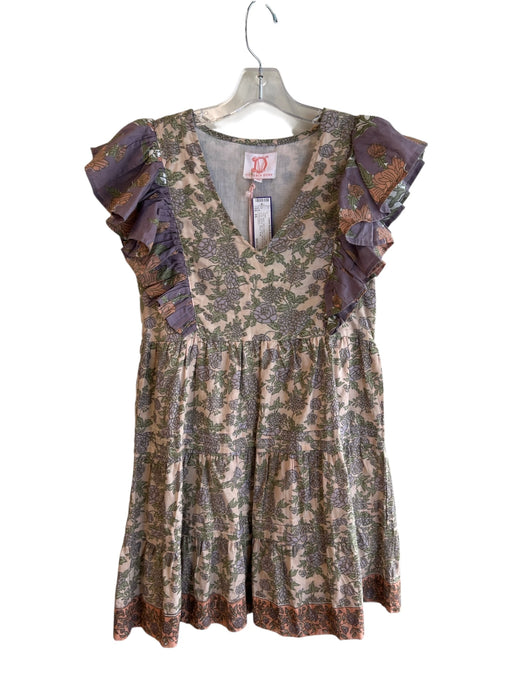 Victoria Dunn Size XS Multi 100% Cotton V Neck Floral Flutter Sleeve Mini Dress Multi / XS