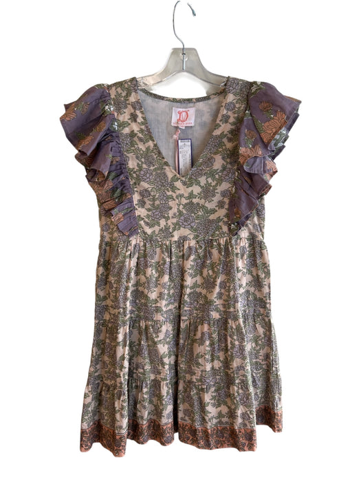 Victoria Dunn Size XS Multi 100% Cotton V Neck Floral Flutter Sleeve Mini Dress Multi / XS