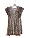 Victoria Dunn Size XS Multi 100% Cotton V Neck Floral Flutter Sleeve Mini Dress Multi / XS