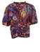 Marie Oliver Size M Brown, Purple & Black Cotton Floral 1/2 Puff Sleeve Top Brown, Purple & Black / M