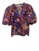 Marie Oliver Size M Brown, Purple & Black Cotton Floral 1/2 Puff Sleeve Top Brown, Purple & Black / M
