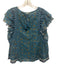 Sea New York Size 10 Teal Blue & Yellow Cotton Blend Floral Tie Back Top Teal Blue & Yellow / 10