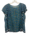 Sea New York Size 10 Teal Blue & Yellow Cotton Blend Floral Tie Back Top Teal Blue & Yellow / 10