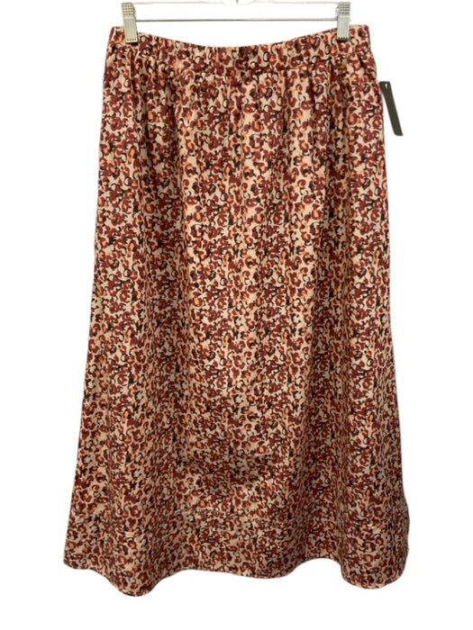 Luminary Size M Beige & Red Polyester Blend Elastic Waist Abstract Floral Skirt Beige & Red / M