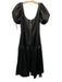 Hutch Size 10 Black PU Leather Short Puff Sleeve U Neck Paneled Dress Black / 10