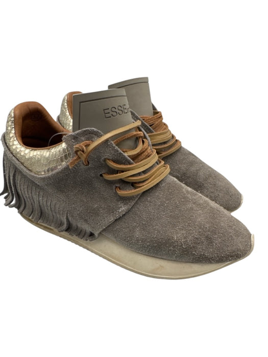Esse Ut Esse Shoe Size 37 Taupe Beige Leather Upper Suede Fringe Detail Sneakers Taupe Beige / 37
