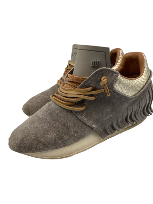 Esse Ut Esse Shoe Size 37 Taupe Beige Leather Upper Suede Fringe Detail Sneakers Taupe Beige / 37