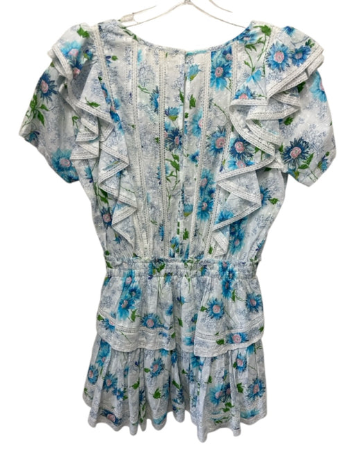 Love Shack Fancy Size M White & Multi Cotton Short Sleeve Keyhole Back Dress White & Multi / M
