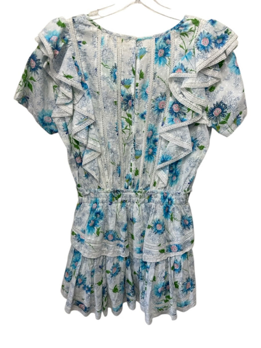 Love Shack Fancy Size M White & Multi Cotton Short Sleeve Keyhole Back Dress White & Multi / M