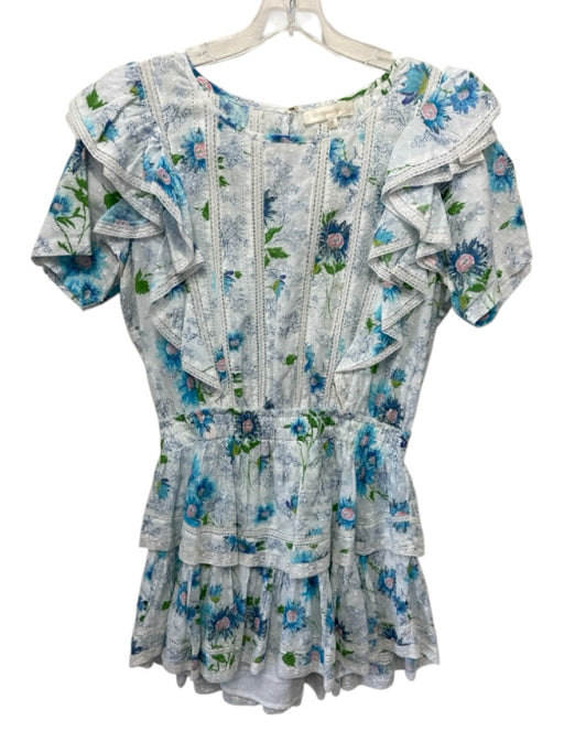 Love Shack Fancy Size M White & Multi Cotton Short Sleeve Keyhole Back Dress White & Multi / M