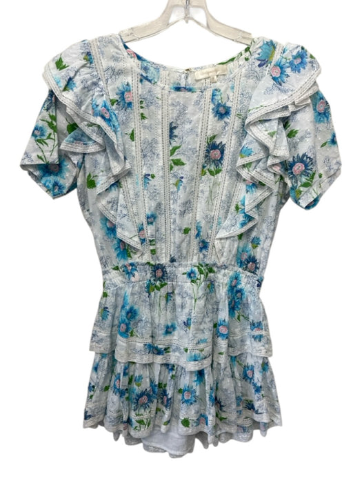 Love Shack Fancy Size M White & Multi Cotton Short Sleeve Keyhole Back Dress White & Multi / M