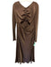 Bardot Size XL Brown Poly Blend Cut Out Ruched Maxi Long Sleeve Dress Brown / XL