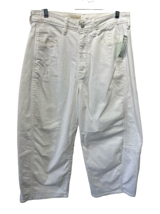 Pilcro Size 30 White Cotton Blend Zip & Button Barrel Leg Jeans White / 30