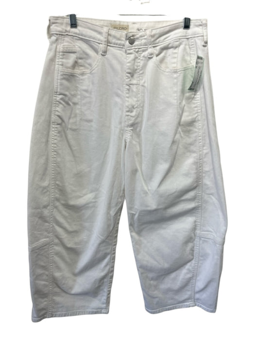 Pilcro Size 30 White Cotton Blend Zip & Button Barrel Leg Jeans White / 30