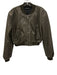 Lioness Size Small Gray Faux Leather Zip Front Zip Pocket Bomber Ribbed Jacket Gray / Small