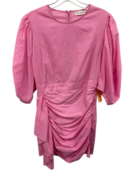 Rhode Size 4 Pink Cotton Half Puff Sleeve Ruched Mini Dress Pink / 4