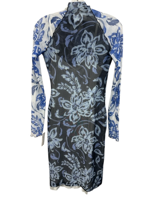 Significant Other Size 6 Blue, White, Black Long Sleeve Floral Mixed Print Dress Blue, White, Black / 6
