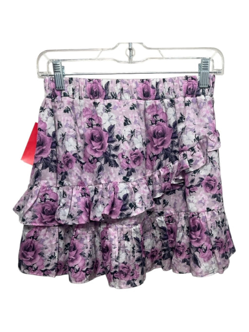 Loveshackfancy Size S Purple, White, Black Cotton & Silk Ruffle Tiers Skirt Purple, White, Black / S