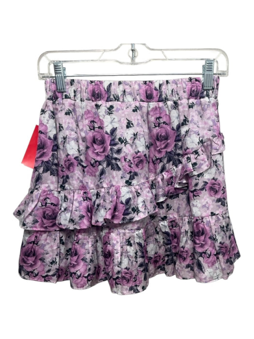 Loveshackfancy Size S Purple, White, Black Cotton & Silk Ruffle Tiers Skirt Purple, White, Black / S