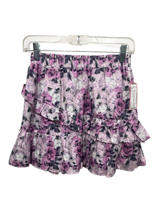 Loveshackfancy Size S Purple, White, Black Cotton & Silk Ruffle Tiers Skirt Purple, White, Black / S