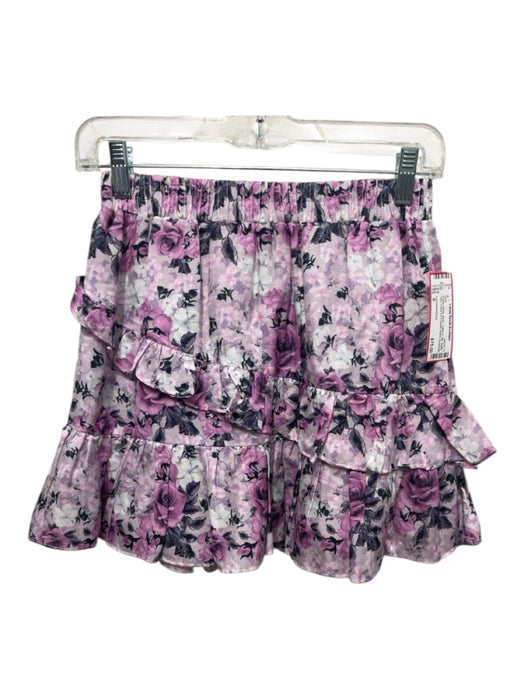Loveshackfancy Size S Purple, White, Black Cotton & Silk Ruffle Tiers Skirt Purple, White, Black / S