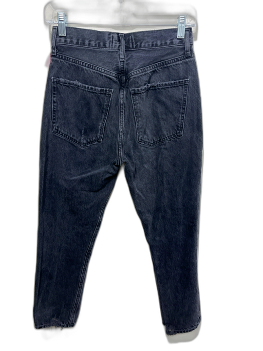Agolde Size 25 Black Cotton Button Close Ripped Detail Straight Leg Jeans Black / 25