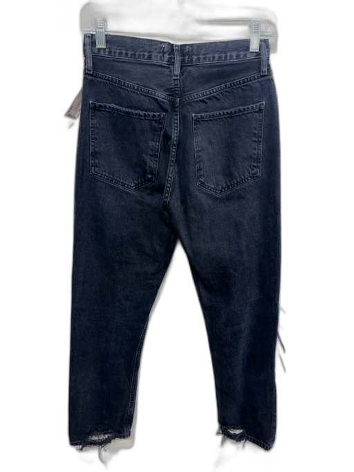 Agolde Size 25 Black Cotton Button Close Ripped Detail Straight Leg Jeans Black / 25