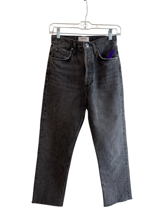 Agolde Size 25 Black Cotton High Rise Button Fly 5 Pocket Straight Leg Jeans Black / 25