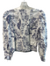 Reformation Size 4 White & Blue Linen Square Neck Long Sleeve Seam Detail Top White & Blue / 4