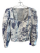 Reformation Size 4 White & Blue Linen Square Neck Long Sleeve Seam Detail Top White & Blue / 4