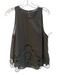 ASTR Size Medium Green Polyester Round Neck Sleeveless Lace Cuts Semi Sheer Top Green / Medium