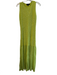 Zara Size Small Green Viscose Blend Sleeveless Maxi Round Neck Textured Dress Green / Small