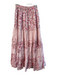 Hemant & Nandita Size XS Pink Cotton Elastic Waist Maxi Tiered Floral Skirt Pink / XS