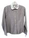 Ann Mashburn Size M Taupe & White Cotton Button Up Collar Long Sleeve Top Taupe & White / M