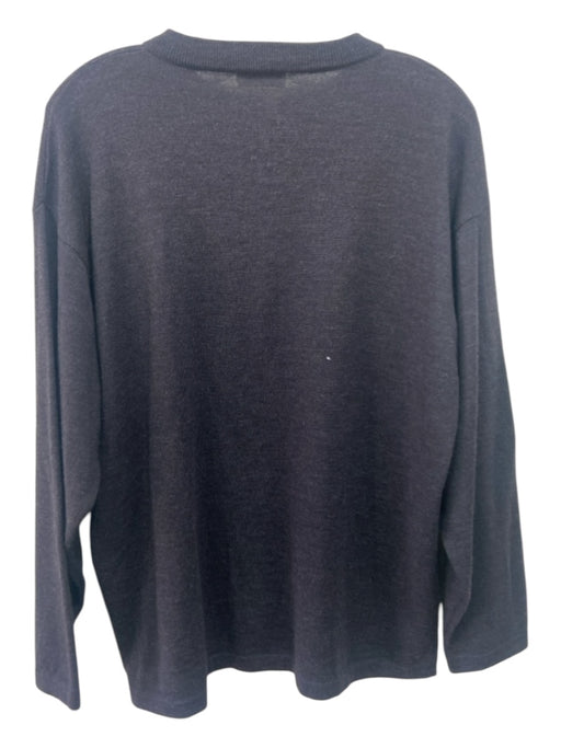 46 West Size Est L Dark Gray Merino Wool Solid Henley Men's Sweater Est L