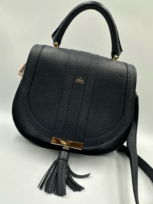 DeMellier Black Leather Saddle Tassle Detail Crossbody Bag