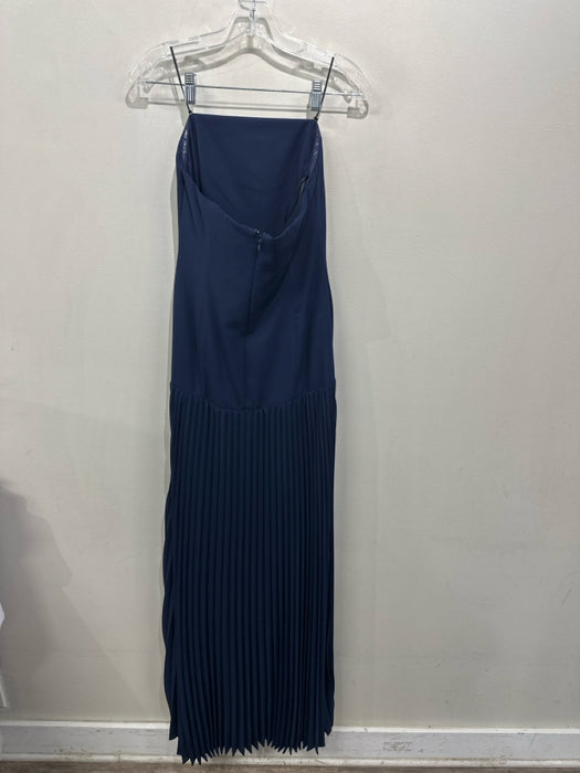 Park & Fifth Size L Navy Blue Polyester Strapless Accordion Pleat Back Zip Dress